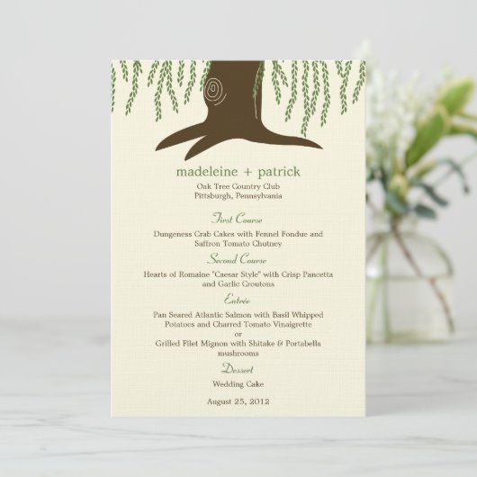 Willow Tree Weddenmenu Card Menu (Staand voorkant)