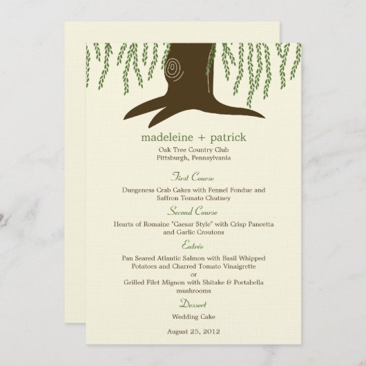 Willow Tree Weddenmenu Card Menu (Voorkant / Achterkant)