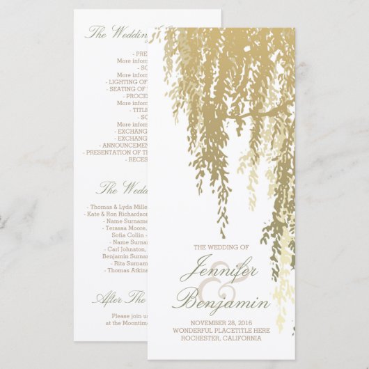 Willow Tree Wedding Programma's (Voorkant / Achterkant)