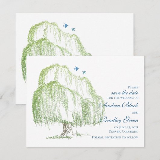 Willow Tree Wedding Save the Date Notice (Voorkant / Achterkant)