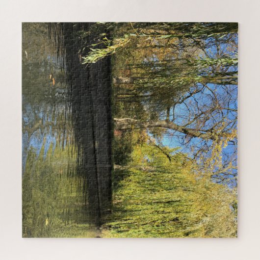 Willow Trees Foto Reflections Square Legpuzzel (Horizontaal)
