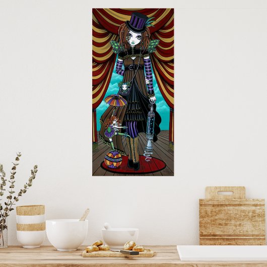 "Willow" Victoriaans Steampunk Circus Faery poster (Keuken)
