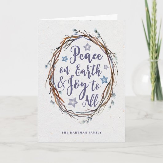 Willow Wreath Vakantie Groeten Kaart (Voorkant)