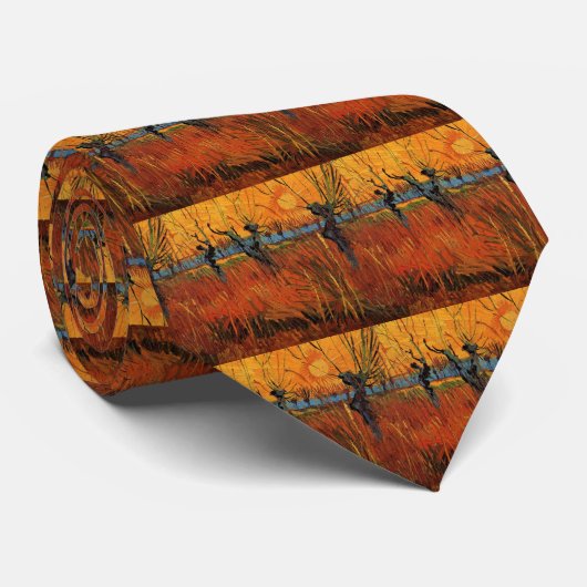 Willows at Sunset by Vincent van Gogh Stropdas (Opgerold)