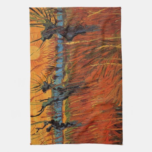 Willows at Sunset by Vincent van Gogh Theedoek (Verticaal)