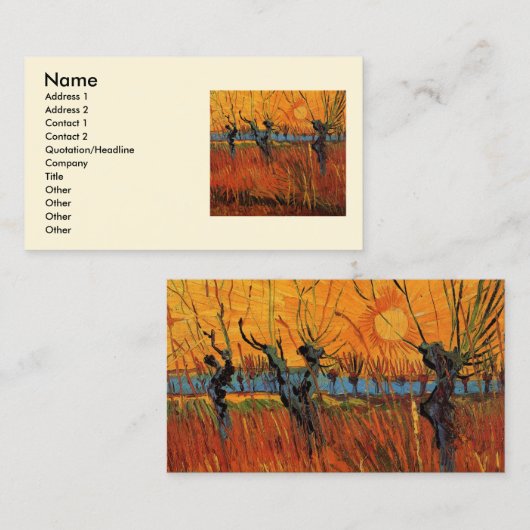 Willows at Sunset by Vincent van Gogh Visitekaartje (Voorkant / Achterkant)