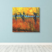 Willows at Sunset, Vincent van Gogh Canvas Afdruk (Insitu (Houten vloer))