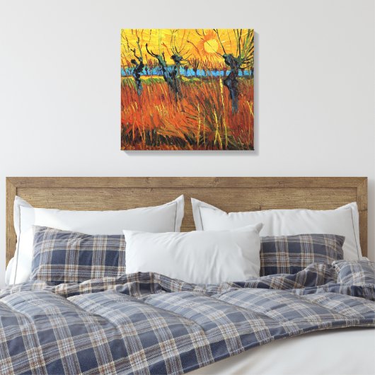 Willows at Sunset, Vincent van Gogh Canvas Afdruk (Insitu (Slaapkamer))