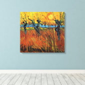Willows at Sunset, Vincent van Gogh Canvas Afdruk (Insitu (Houten vloer))