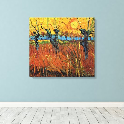 Willows at Sunset, Vincent van Gogh Canvas Afdruk (Insitu (Houten vloer))
