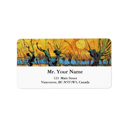 Willows at Sunset, Vincent van Gogh Etiket (Voorkant)