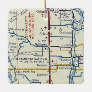 Willows CA  Map Keramisch Ornament