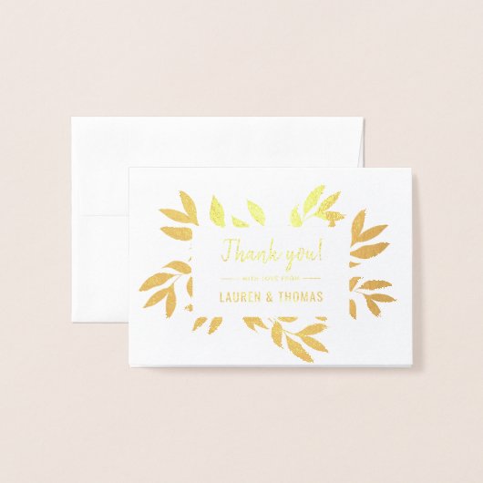 Willows krans bruiloft dank u echte gouden folie kaarten (Voorkant met envelop)