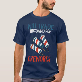 Willrade echtgenoot voor vuurwerk Grappige 4e Juli T-shirt