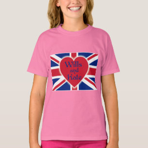 Wills and Kate met Union Jack op Tshirts, cadeaus T-shirt