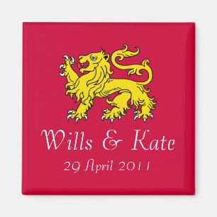 Wills en Kate Royal Wedding Magnet (rood)