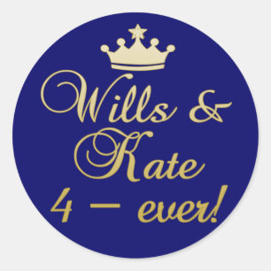 Wills & Kate 4-Ever T-shirts, Mokken, geschenken Ronde Sticker