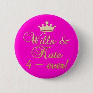 Wills & Kate 4-Ever T-shirts, Mokken, Gifts Ronde Button 5,7 Cm