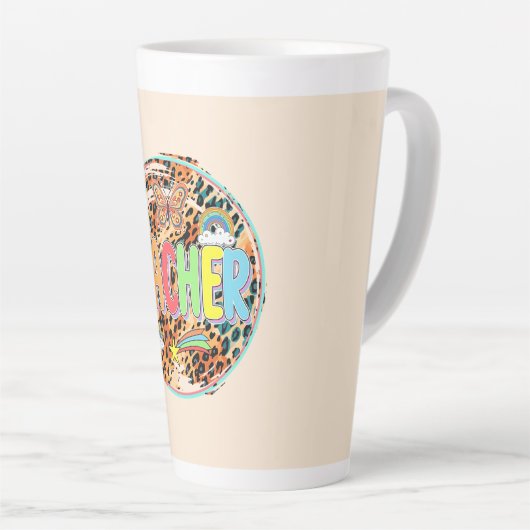 Willy Inspiring - Bold Floral Eerbetoon aan Lerare Latte Mok (Rechterhoek)