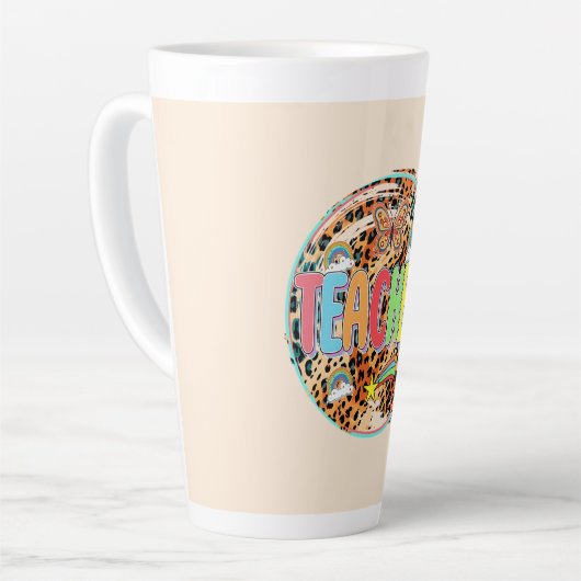 Willy Inspiring - Bold Floral Eerbetoon aan Lerare Latte Mok (Linkerhoek)