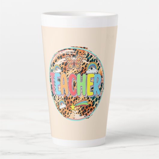 Willy Inspiring - Bold Floral Eerbetoon aan Lerare Latte Mok (Voorkant)