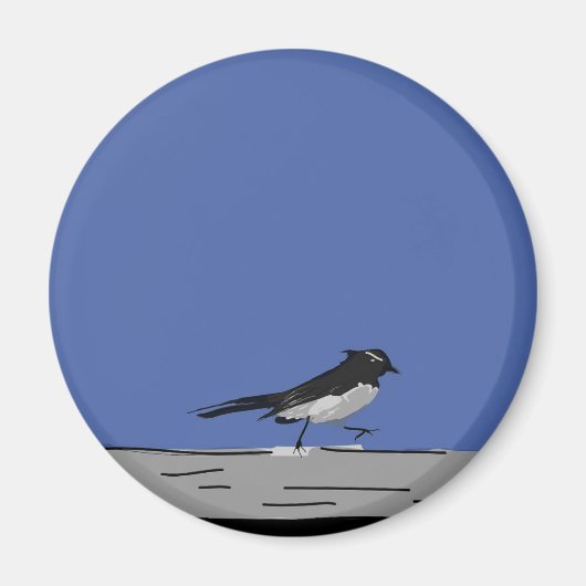 "Willy Wagtail" magneet (blauw) (Voorkant)
