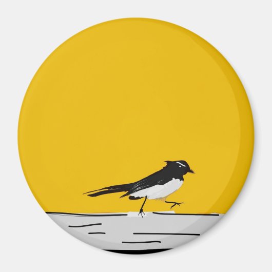 "Willy Wagtail" magneet (geel) (Voorkant)