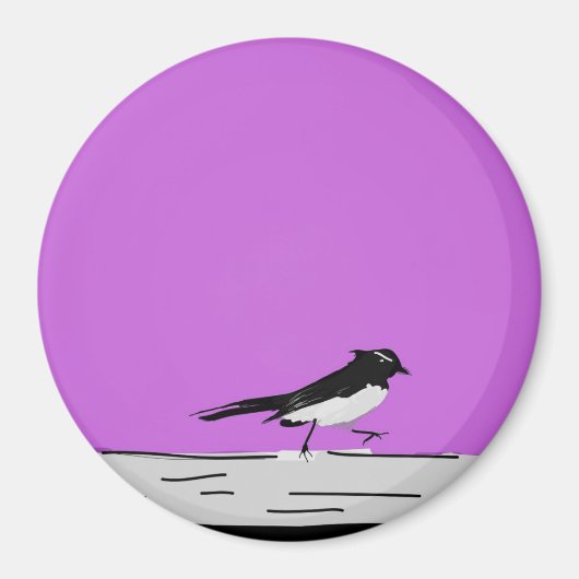 "Willy Wagtail" magneet (roze) (Voorkant)
