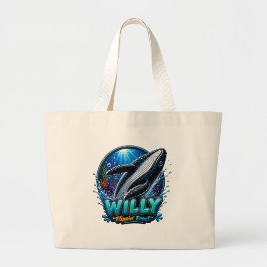 Willy Walvis – Flippin’ Vrij. Grappig Grote Tote Bag (Voorkant)