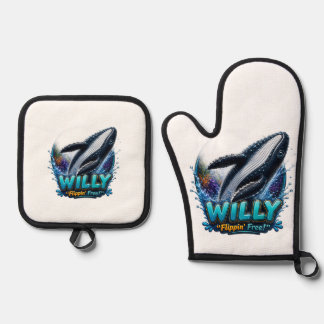 Willy Walvis – Flippin’ Vrij. Grappig Ovenwant & Pannenlap Set