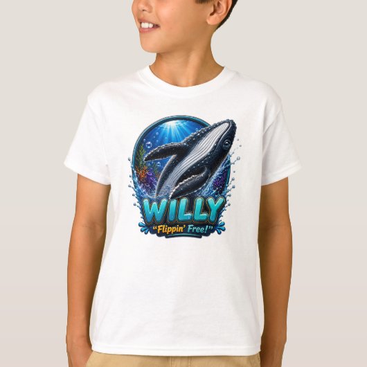 Willy Walvis – Flippin’ Vrij. Grappig T-shirt (Voorkant)