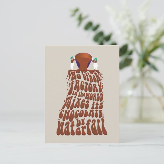 Willy Wonka Chocolate Waterfall Typografie Briefkaart (Staand voorkant)