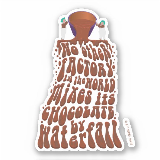 Willy Wonka Chocolate Waterfall Typografie Sticker (Voorkant)