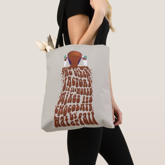 Willy Wonka Chocolate Waterfall Typografie Tote Bag (Dichtbij)