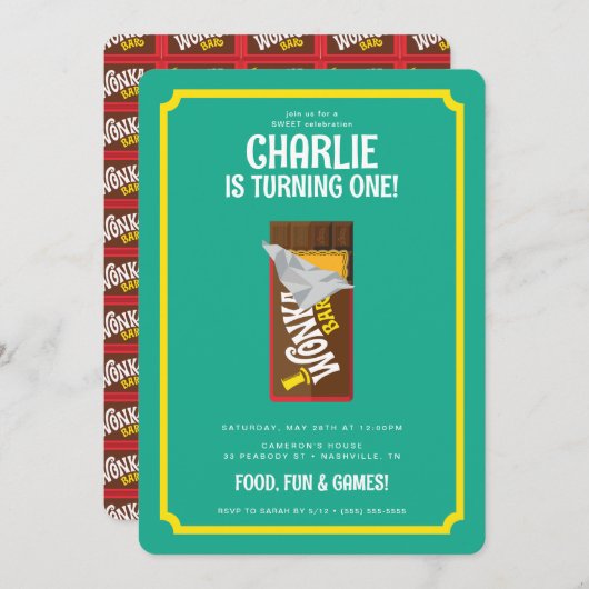 Willy Wonka en de Chocolate Factory Birthday Kaart (Voorkant / Achterkant)