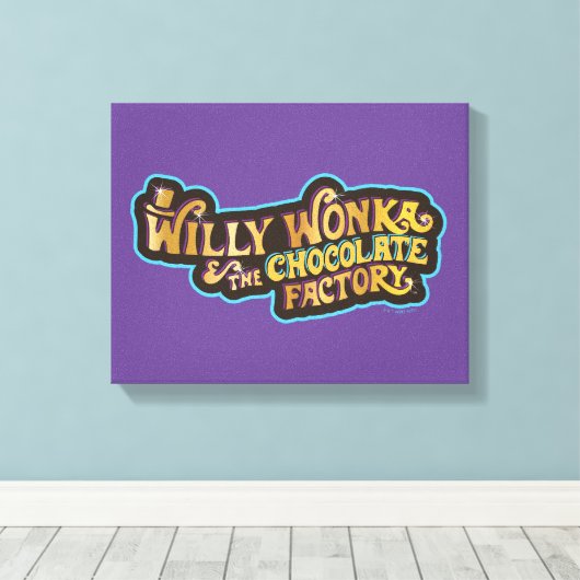 Willy Wonka en de Chocolate Factory Logo Canvas Afdruk (Insitu (Houten vloer))