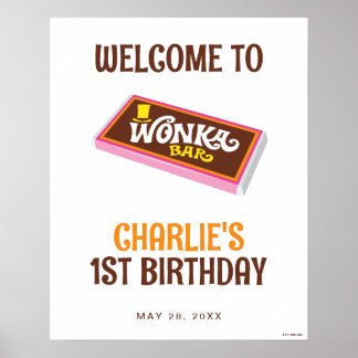 Willy Wonka en het logo van de chocolade Factory B Poster