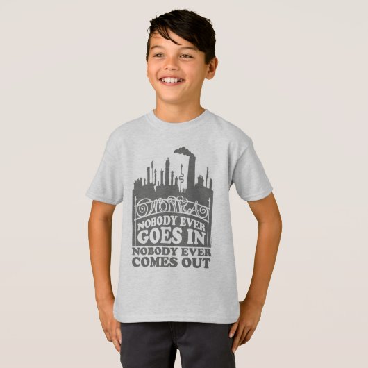 Willy Wonka Factory - Niemand komt er ooit in T-shirt (Voorkant volledig)