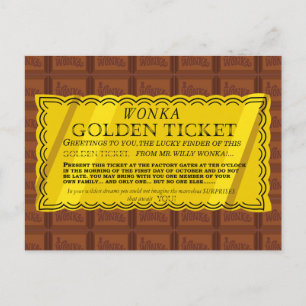 Willy Wonka Golden Ticket Briefkaart