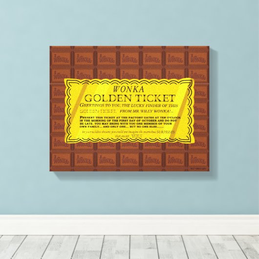 Willy Wonka Golden Ticket Canvas Afdruk (Insitu (Houten vloer))