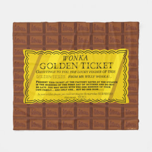 Willy Wonka Golden Ticket Fleece Deken