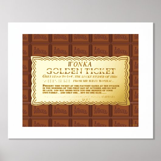 Willy Wonka Golden Ticket Folie Afdrukken (Voorkant)