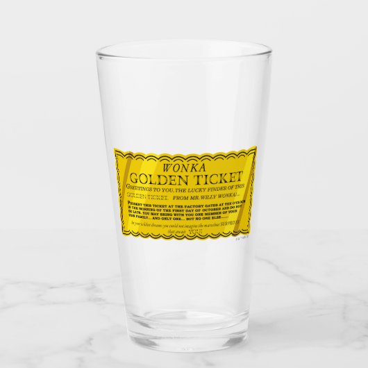 Willy Wonka Golden Ticket Glas (Voorkant)