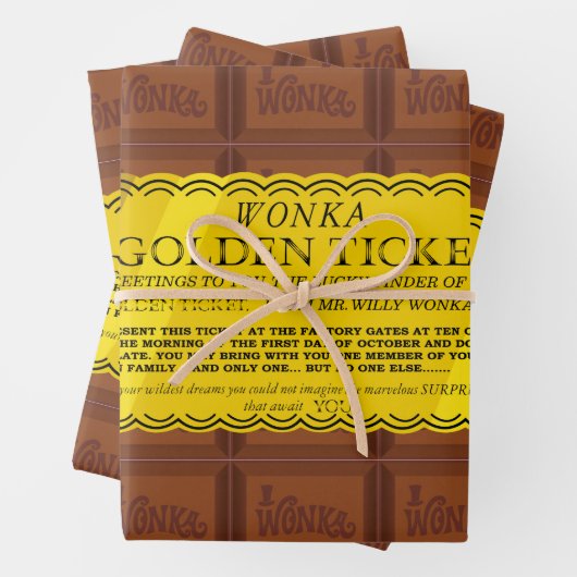 Willy Wonka Golden Ticket Inpakpapier Vel (In situ)