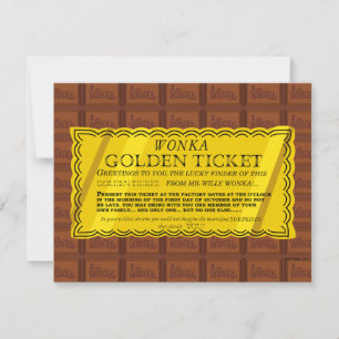 Willy Wonka Golden Ticket Notitiekaartje