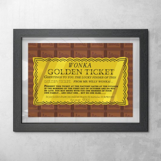 Willy Wonka Golden Ticket Poster