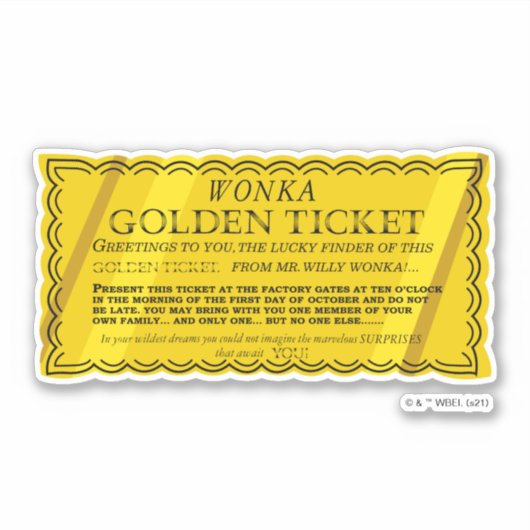 Willy Wonka Golden Ticket Sticker (Voorkant)
