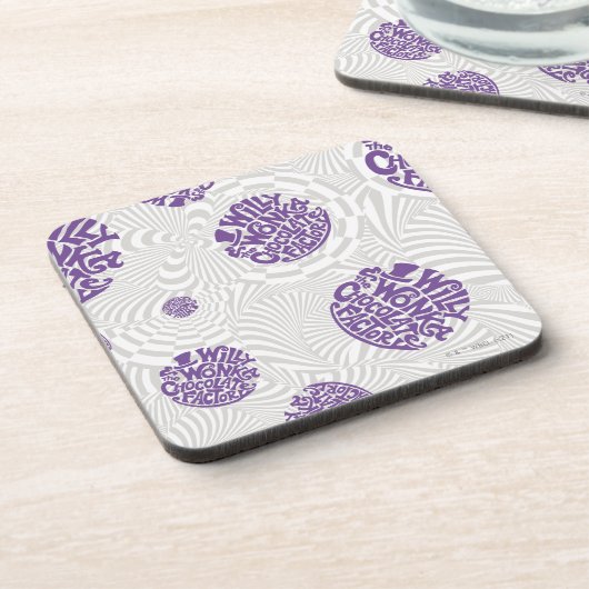 Willy Wonka Logo Psychedelic Graphic Bier Onderzetter (Linkerzijde)