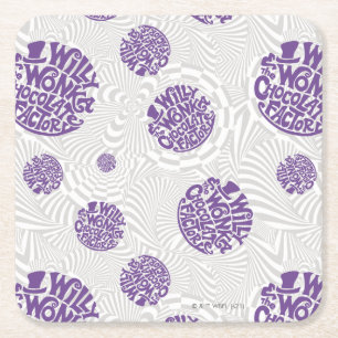 Willy Wonka Logo Psychedelic Graphic Kartonnen Onderzetters