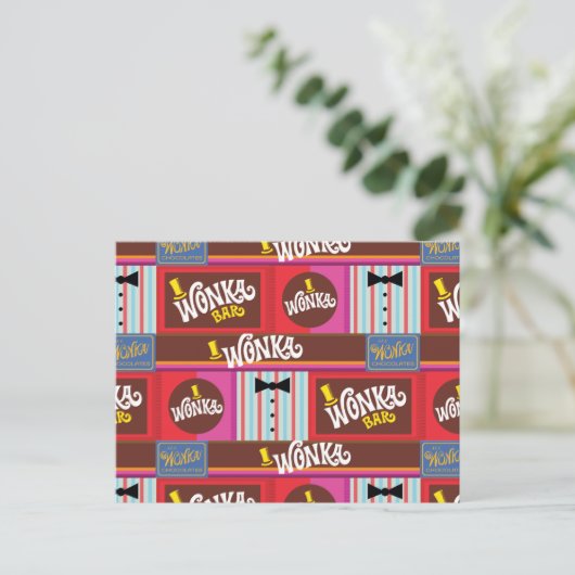 Willy Wonka Snoep Pattern Briefkaart (Staand voorkant)